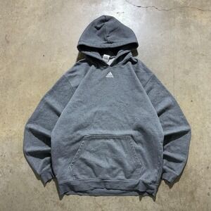 Adidas Hoodie Sweatshirt Mens 2XL Gray Pullover Fleece Kangaroo Pocket Logo